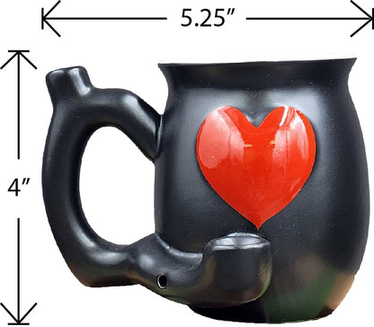 Roast & Toast Ceramic Coffee Mug & Pipe w/ Gift Box - Embossed Red Heart [CM-C-FC-41]