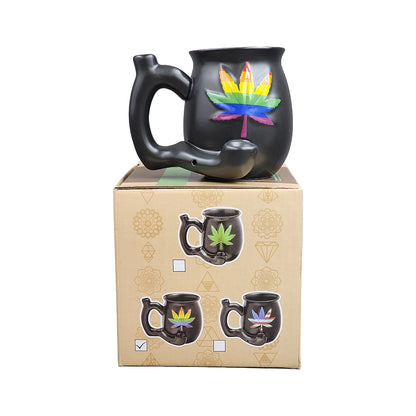 Roast & Toast Ceramic Coffee Mug & Pipe w/ Gift Box - Rainbow Leaf - Now 80+ Styles to Choose From!  [CM-C-FC-43]