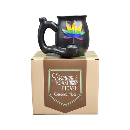Roast & Toast Ceramic Coffee Mug & Pipe w/ Gift Box - Rainbow Leaf - Now 80+ Styles to Choose From!  [CM-C-FC-43]