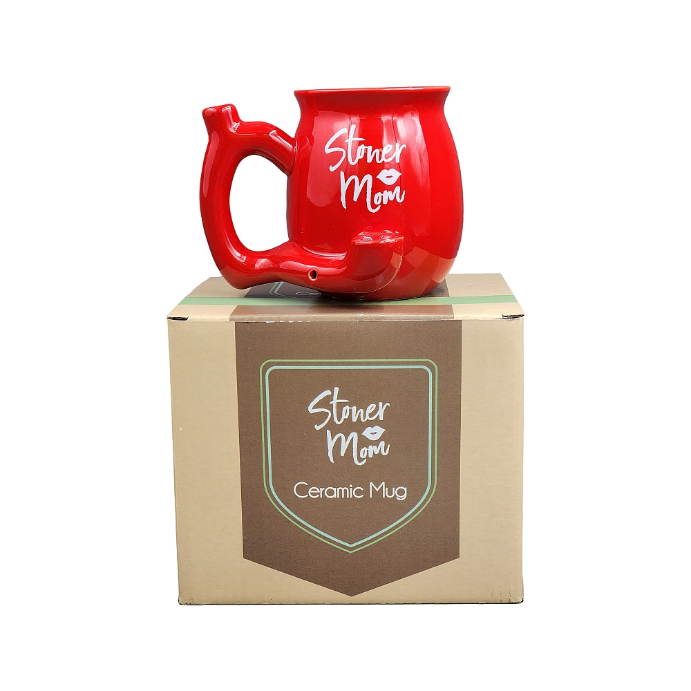 Roast & Toast Ceramic Coffee Mug & Pipe w/ Gift Box - Red Stoner Mom Mug [CM-C-FC-45]