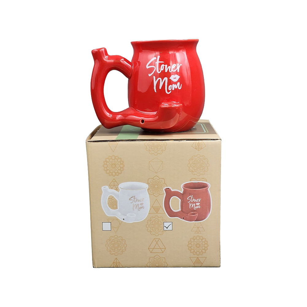 Roast & Toast Ceramic Coffee Mug & Pipe w/ Gift Box - Red Stoner Mom Mug [CM-C-FC-45]