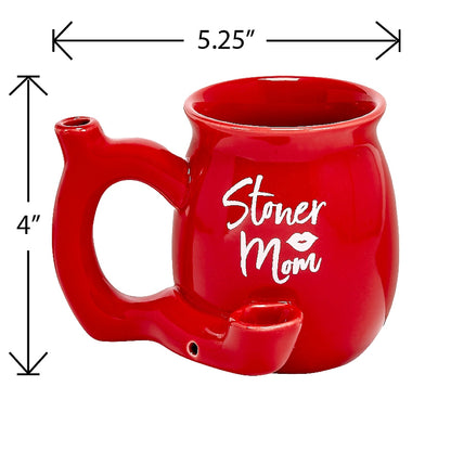 Roast & Toast Ceramic Coffee Mug & Pipe w/ Gift Box - Red Stoner Mom Mug [CM-C-FC-45]