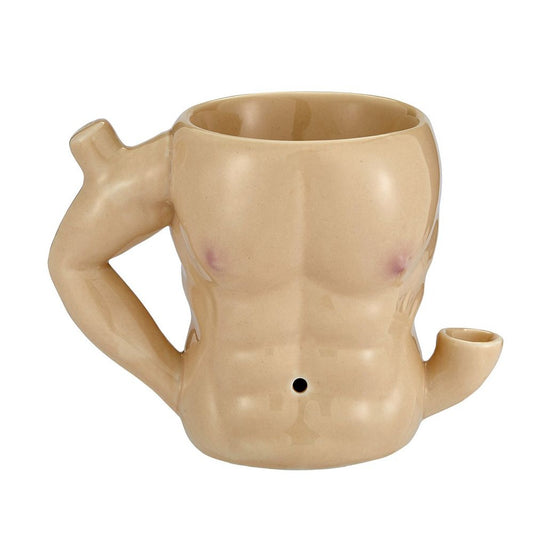 Roast & Toast Ceramic Coffee Mug & Pipe w/ Gift Box - 6 Pack Abs [CM-C-FC-55]