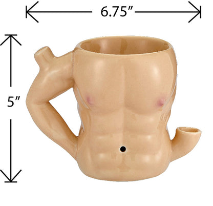 Roast & Toast Ceramic Coffee Mug & Pipe w/ Gift Box - 6 Pack Abs [CM-C-FC-55]