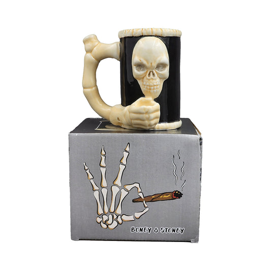 Roast & Toast Ceramic Coffee Mug & Pipe w/ Gift Box - Skull & Bones [CM-C-FC-6]