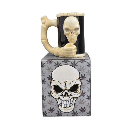 Roast & Toast Ceramic Coffee Mug & Pipe w/ Gift Box - Skull & Bones [CM-C-FC-6]