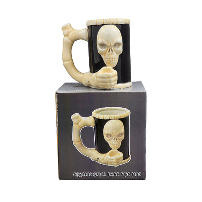 Roast & Toast Ceramic Coffee Mug & Pipe w/ Gift Box - Skull & Bones [CM-C-FC-6]