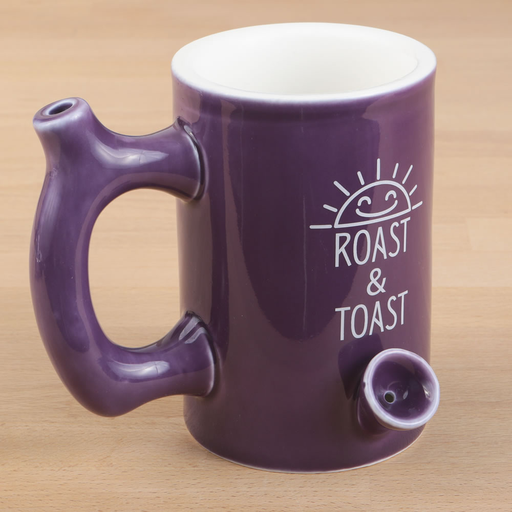 Roast & Toast Ceramic Coffee Mug & Pipe w/ Gift Box - Large Plum Glossy Roast [CM-C-FC-15]