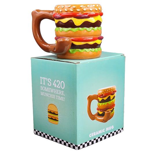 Roast & Toast Ceramic Coffee Mug & Pipe w/ Gift Box - Cheeseburger [CM-C-FC-46]