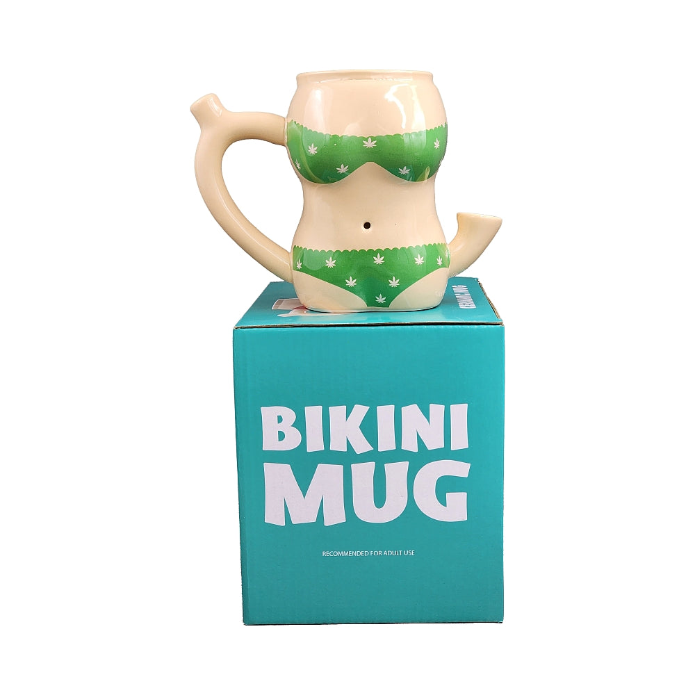 Roast & Toast Ceramic Coffee Mug & Pipe w/ Gift Box - Green Bikini [CM-C-FC-48]