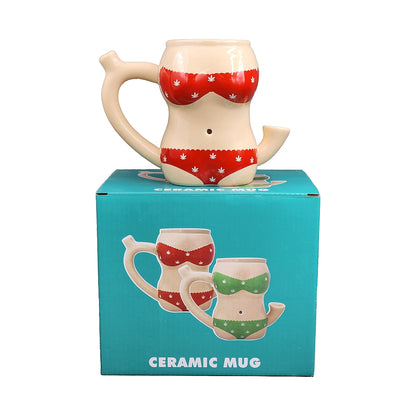 Roast & Toast Ceramic Coffee Mug & Pipe w/ Gift Box - Red Bikini [CM-C-FC-49]
