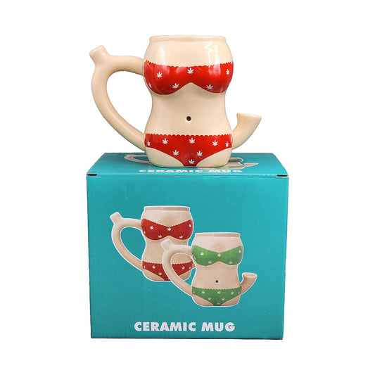 Roast & Toast Ceramic Coffee Mug & Pipe w/ Gift Box - Red Bikini [CM-C-FC-49]