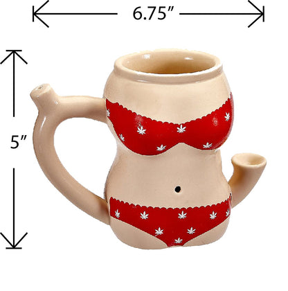 Roast & Toast Ceramic Coffee Mug & Pipe w/ Gift Box - Red Bikini [CM-C-FC-49]