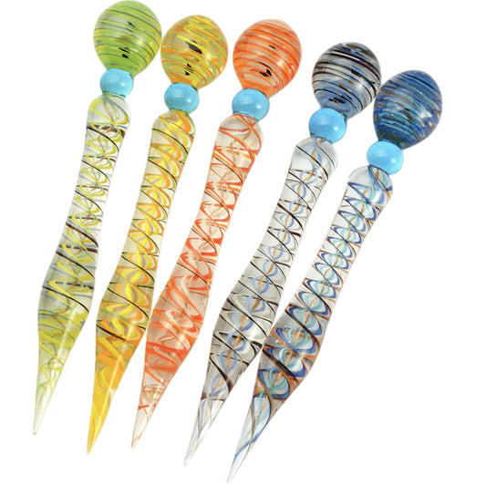5" Glass Dual-Use Dab Tool & Carb Cap - Assorted Colors [DAB-G-24B]