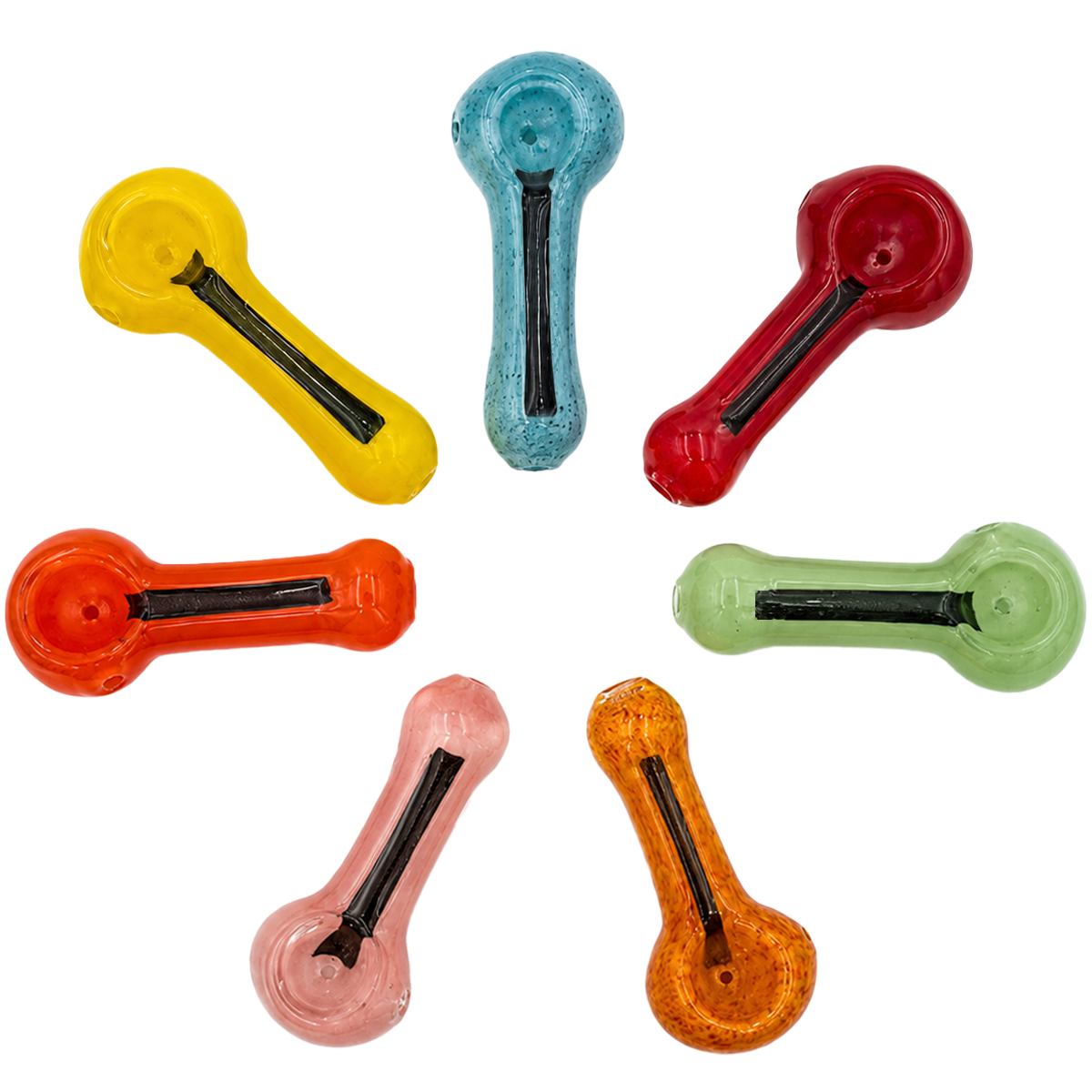 3.25" - 3.5" Glass Hand Pipe w/ Dichro Accents - Assorted Colors [HP-G-260]