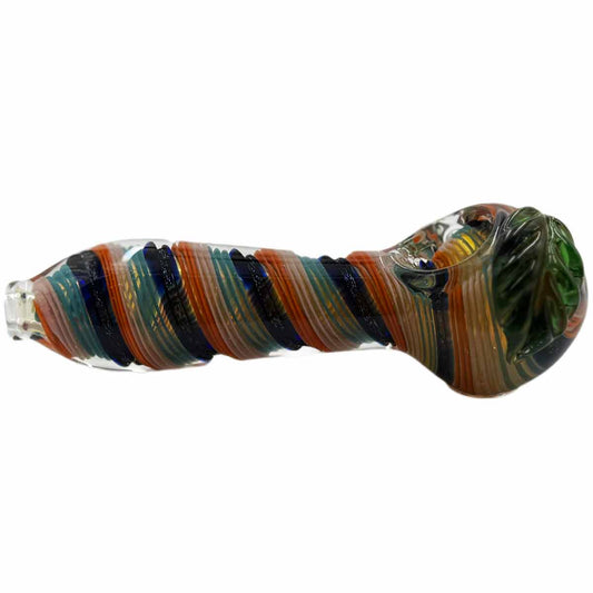 4.5"-5" Glass Hand Pipe w/ Fancy Dichro Design & Leaf - Assorted Colors [HP-G-253]