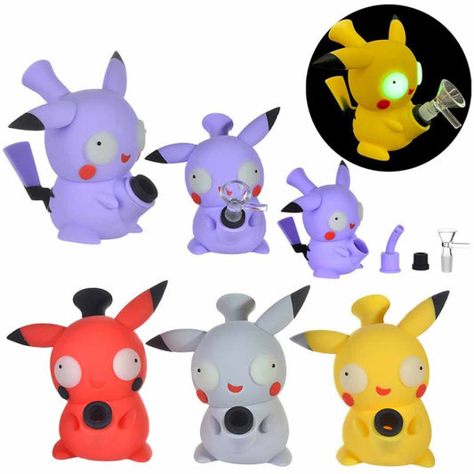 5.5’ Silicone Zombie Electric Mouse Water Pipe w/ Glow-in-The-Dark Eyes - Assorted Colors [WP-S-185]