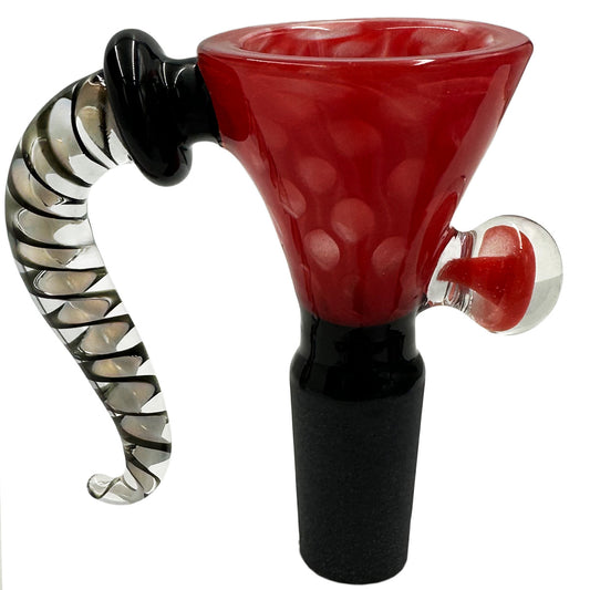 14mm Glass Funnel Bowl w/ Handle & Mushroom Button - Assorted Colors [GB-26]