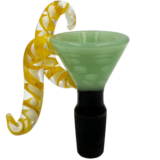 14mm Glass Funnel Bowl w/ Dual Twisted Horn - Assorted Colors [GB-40]