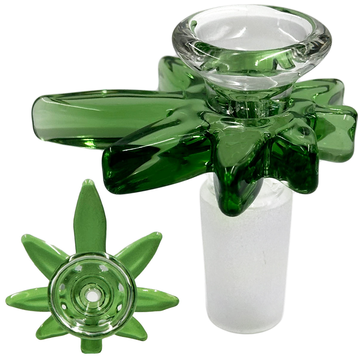 14mm Glass Bowl w/ Large Leaf for Handle - Assorted Colors [GB-41]