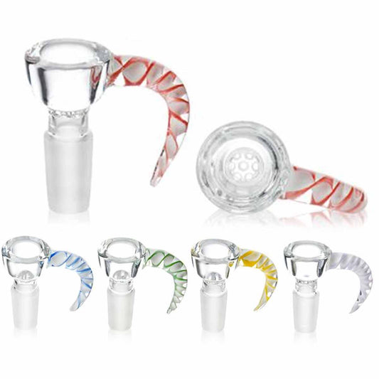 14mm Extra Thick Bowl w/ Horn Handle & Built-In Screen - Assorted Colors [GB-56]