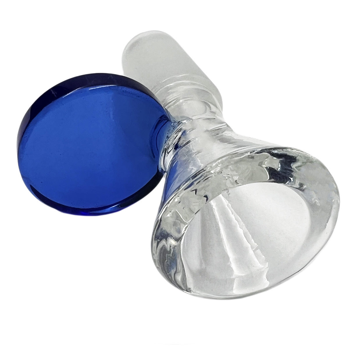 14mm Glass Funnel Bowl w/ Puck Handle - Assorted Colors [GB-7F]