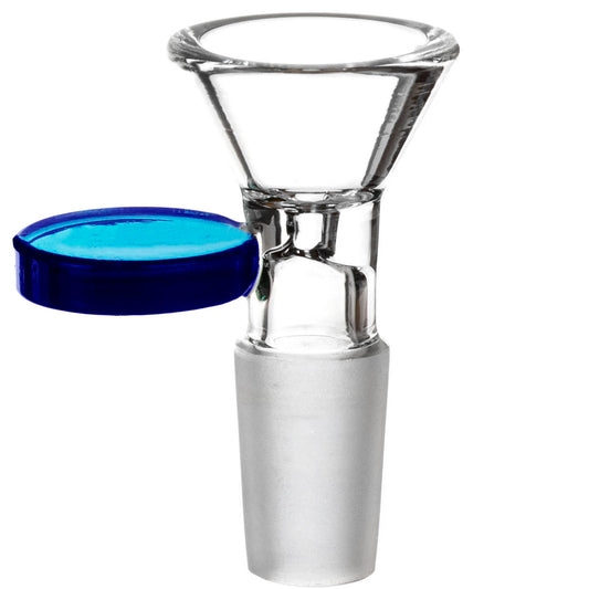 14mm Glass Funnel Bowl w/ Puck Handle - Assorted Colors [GB-7F]