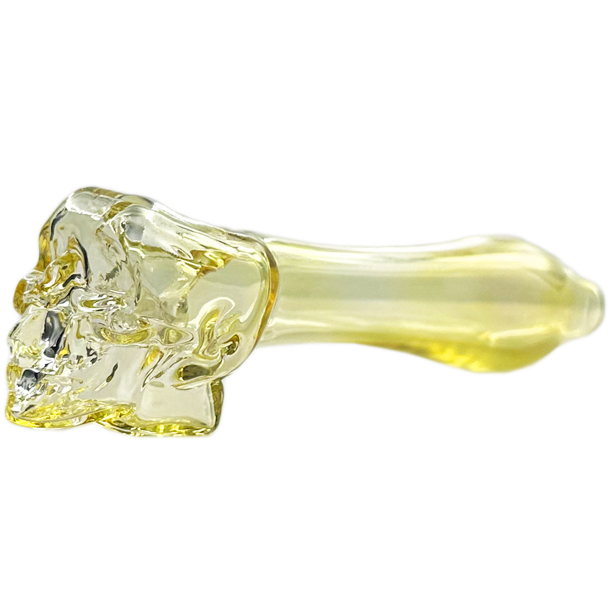 4.5" - 4.75” Fumed Glass Hand Pipe w/ Skull & Built-In Screen - Gold [HP-G-112B]