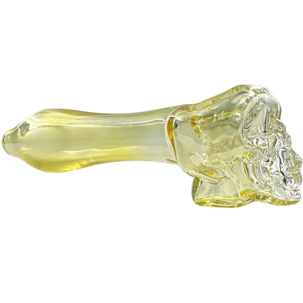 4.5" - 4.75” Fumed Glass Hand Pipe w/ Skull & Built-In Screen - Gold [HP-G-112B]