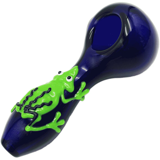 4" Glass Glow-in-the-Dark Frog Hand Pipe [HP-G-133]
