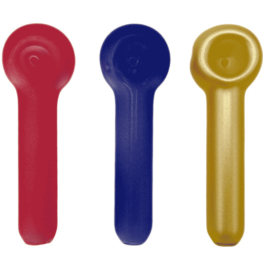 4.25" Classic Frosted Glass Spoon Hand Pipe - Assorted Colors [HP-G-141B]