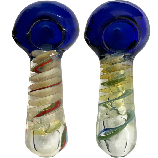5" Thick Fumed Glass Hand Pipe w/ Spiral Design [HP-G-149]