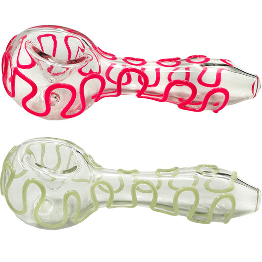 5” Glow-in-the-Dark Glass Swirls Hand Pipe [HP-G-173]