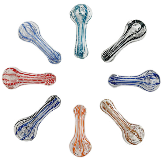 2.75"-3" Basic Glass Hand Pipe w/ Accents - Assorted Colors [HP-G-2]