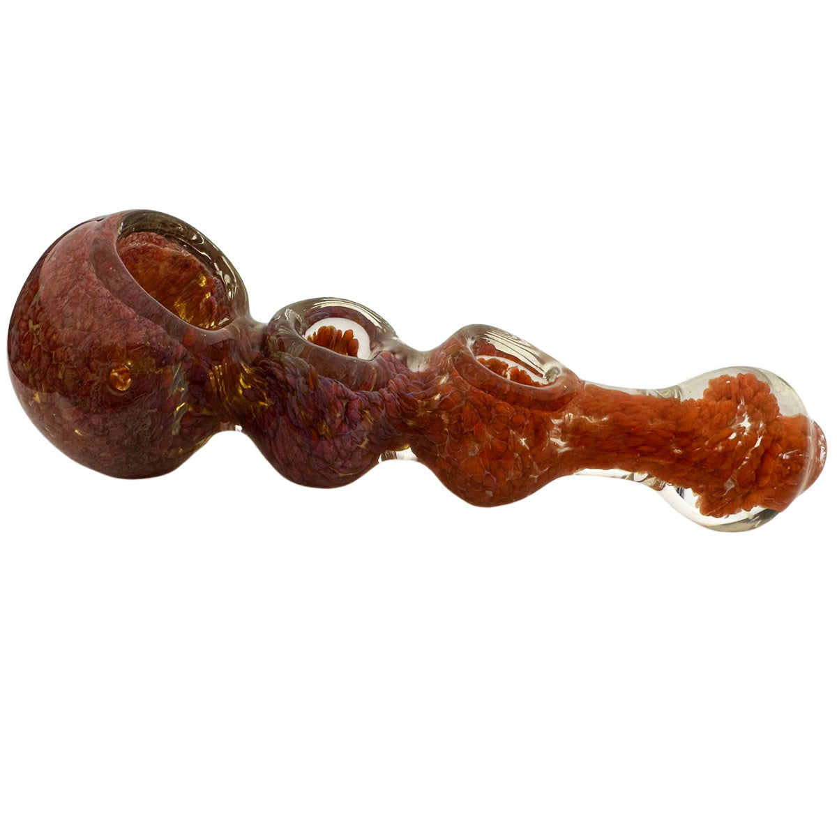 5.5"-6" Glass Frit Hand Pipe w/ Triple Bowl - Assorted Colors  [HP-G-207]