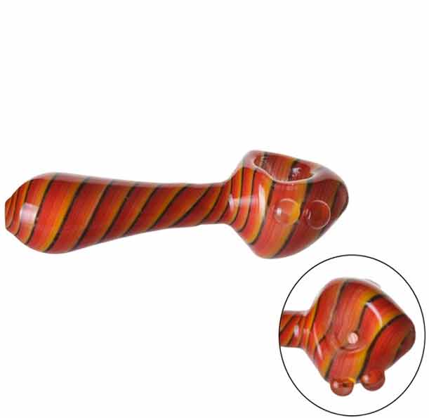 4” Glass Hand Pipe w/ Intricate Hand-Spun Designs - Assorted Colors [HP-G-237]