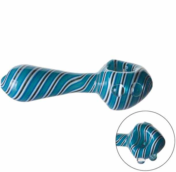 4” Glass Hand Pipe w/ Intricate Hand-Spun Designs - Assorted Colors [HP-G-237]