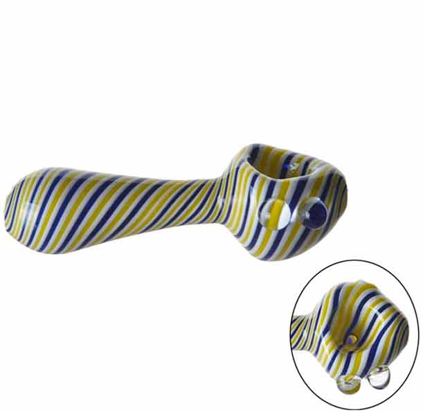 4” Glass Hand Pipe w/ Intricate Hand-Spun Designs - Assorted Colors [HP-G-237]