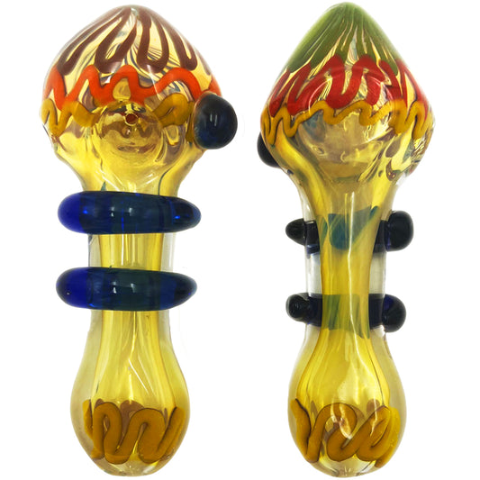 5" Fumed Glass Hand Pipe w/ Colored Accents [HP-G-148]