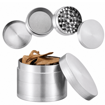4-Piece Zinc Alloy Grinders - 40mm, 55mm & 63mm - Assorted Colors (Sm GR-12, Med GR-13 & Lg GR-14)