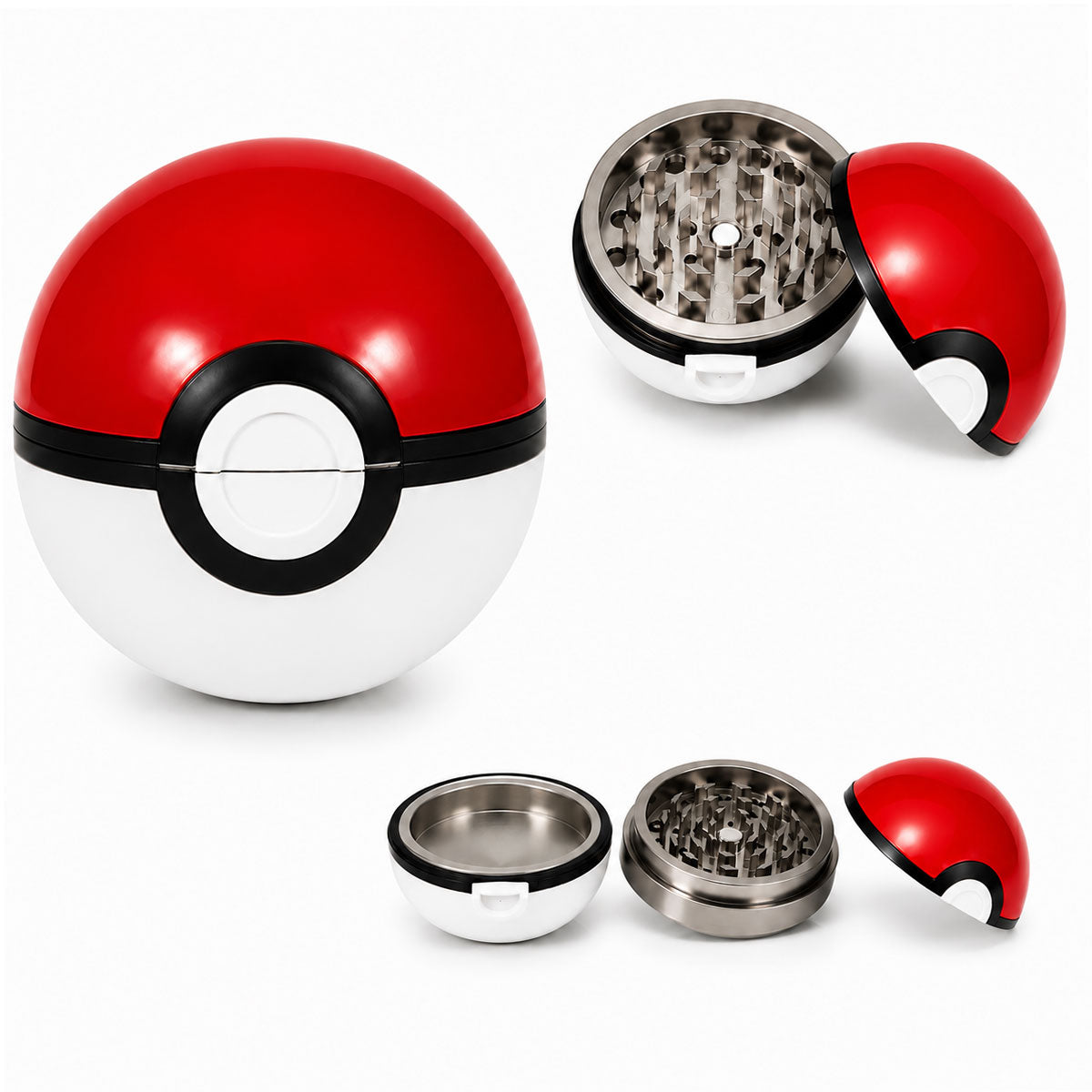 3-Piece Ball Grinder - 52mm - Red & White [GR-23]