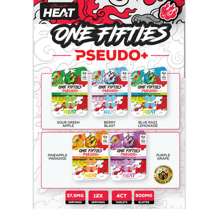 Straight HEAT PSEUDO - 4Ct & NEW 10Ct 150mg Tabs - 5 Flavors [K-H150-P-4C]