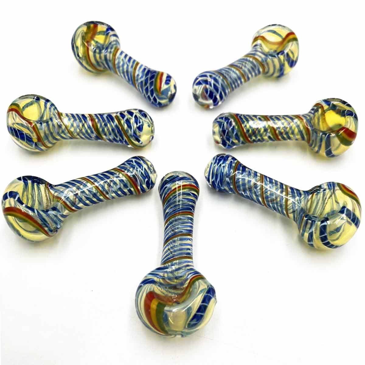3.5” - 4” Glass Fumed & Swirl Hand Pipe - Assorted Colors [HP-G-224A]