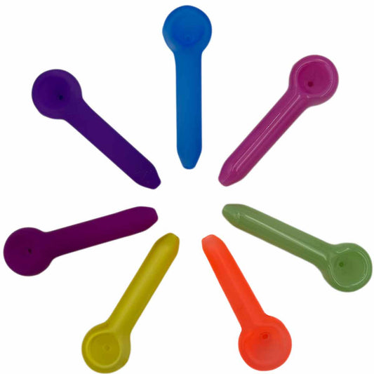 4.25" Classic Frosted Glass Spoon Hand Pipe - Assorted Colors [HP-G-141B]