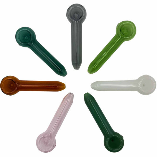 4.25" Classic Glass Spoon Hand Pipe - Assorted Colors [HP-G-143B]