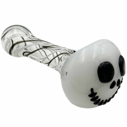4.6" Glass Skeleton Character Hand Pipe w/ 3D Face & Wrapped Design [HP-G-239]