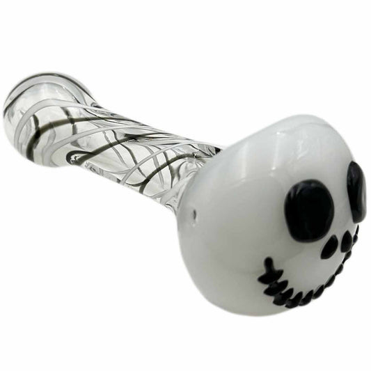4.6" Glass Skeleton Character Hand Pipe w/ 3D Face & Wrapped Design [HP-G-239]