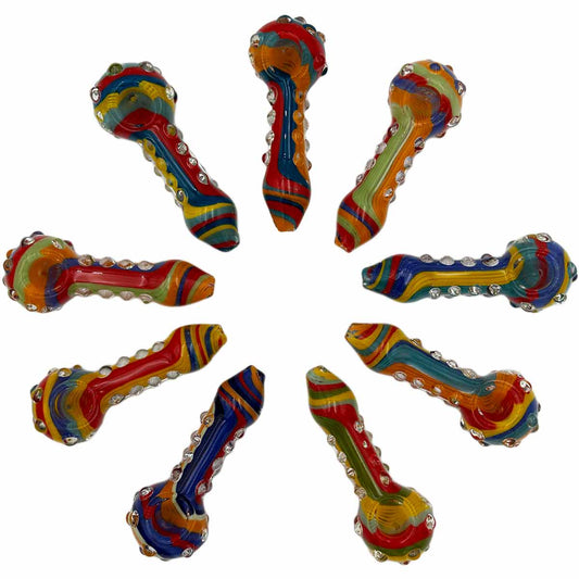 5.5" - 5.75” Heavyweight Glass Hand Pipe w/ Marble Accents - Assorted Colors [HP-G-238]