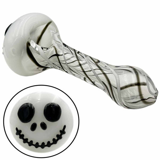 4.6" Glass Skeleton Character Hand Pipe w/ 3D Face & Wrapped Design [HP-G-239]