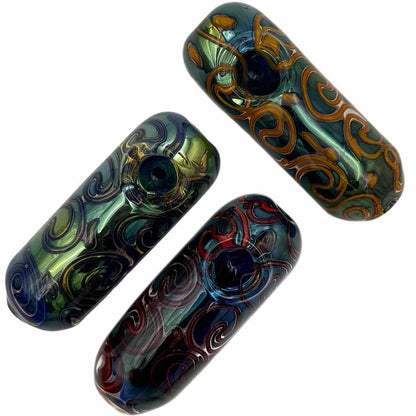 4" Thick Glass Hand Pipe w/ Glass Feet - Assorted Colors [HP-G-240]